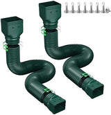 Rain Gutter Downspout Extensions, Downspout Extender for Rainwater Drainage Flexible, Down Spout Drain Extension Pipe and Extendable from 21 to 66 Inches (2 Pack, Green)