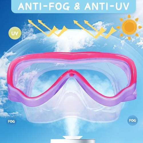 Kids Swimming Goggles Swim Mask with Nose Cover for Kids Youth 3-15, Anti-Shattered Lens UV Protection No-leak