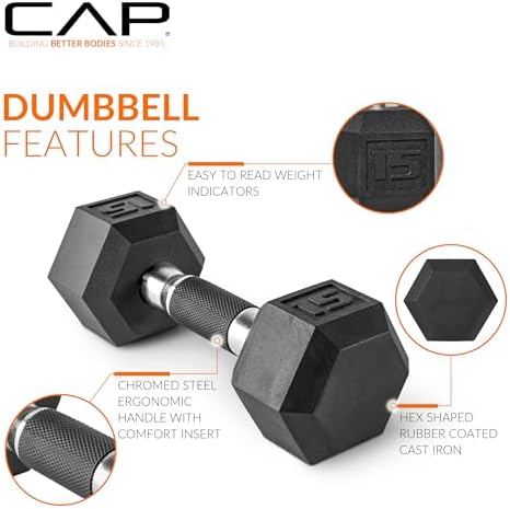 CAP Barbell Coated Dumbbell Weight | Multiple Options Pairs & Sets