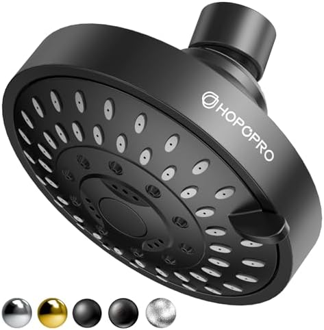 HOPOPRO 5-Mode High Pressure Shower Head - The Washington Post, NBC News, Today TV Show Recommended - High Flow Fixed Showerheads (4 Inch Matte Black)