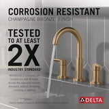 Delta Nicoli Brushed Gold Faucet 3 Hole, 8 Inch Widespread Bathroom Sink Faucet for Vanity, Push-Pop Drain Assembly, Champagne Bronze 35749LF-CZ
