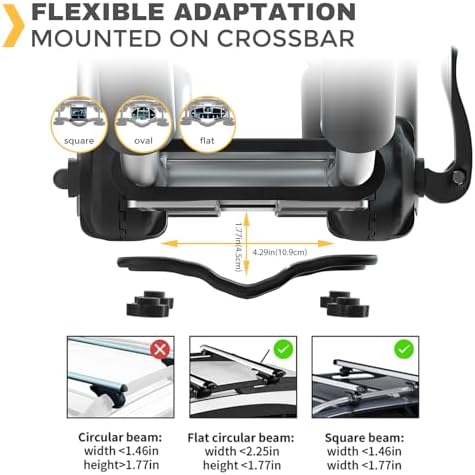 Kayak Roof Rack, Aluminum Kayak Carrier Folding J-Style Universal 4-in-1 Multifunction for Canoe, SUP, Kayaks, Surfboard Rooftop Mount on SUV, Car and Truck Crossbars