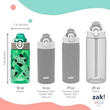 Zak Designs Jurassic World Dominion Movie Sage Kids Water Bottle For School or Travel, 16oz Durable Plastic Water Bottle With Straw, Handle, and Leak-Proof, Pop-Up Spout Cover, 2-Pack Set