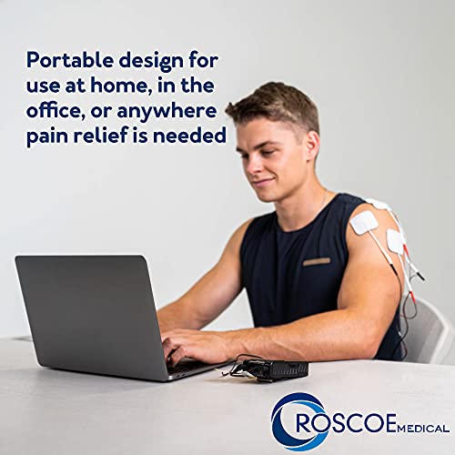 Roscoe Medical TENS Unit and EMS Muscle Stimulator, Twin Stim - OTC TENS Machine for Back Pain Relief, Lower Back Pain Relief, Neck Pain, or Sciatica Pain Relief, Clinical Strength Stim Machine