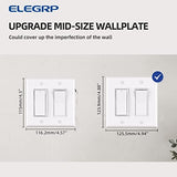 ELEGRP 2-Gang Decorative Wall Plates, Mid-Size 4.88" H x 4.94" L Unbreakable Thermoplastic Faceplate Cover for Decorator Receptacle Outlet Switch, UL Listed (10 Pack, Glossy White)