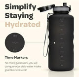 Hydracy Water Bottle with Time Marker -Large BPA Free Water Bottle & No Sweat Sleeve -Leak Proof Gym Bottle with Fruit Infuser Strainer & Times to Drink -Ideal for Fitness Sports & Outdoors
