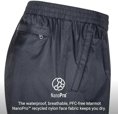MARMOT Men's Precip Eco Waterproof Rain Pant - 100% Recycled, Breathable, Lightweight, Packable Protection