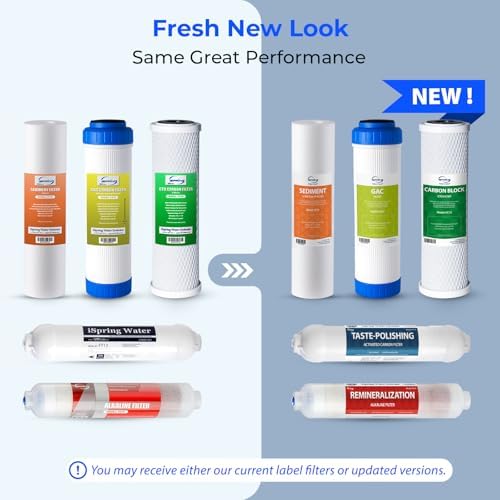 iSpring F10KU NSF Certified 1-Year Replacement Filter Set for 7-Stage RO Water Filtration Systems, Includes Alkaline Mineral & UV Filters, 10 Pieces, No RO Membrane