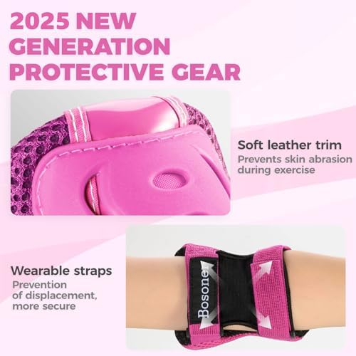 BOSONER Kids/Youth Knee Pad Elbow Pads Guards Protective Gear Set for Roller Skates Cycling BMX Bike Skateboard Inline Skatings Scooter Riding Sports