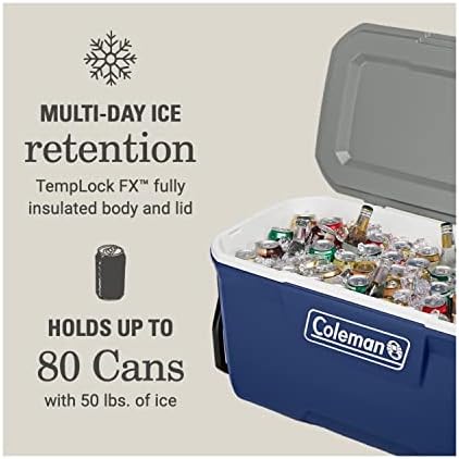 Coleman Classic Series Insulated Portable Wheeled Cooler, Leak-Resistant Outdoor Hard Cooler Keeps Ice up to 5 Days, 100-Quart