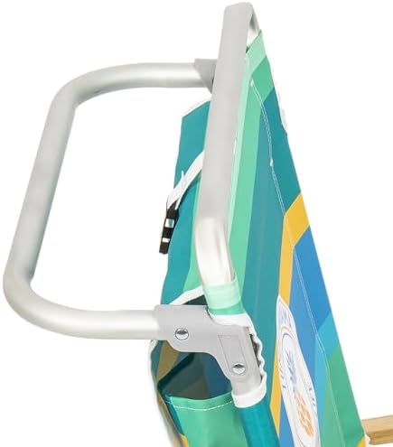 Tommy Bahama 5-Position Classic Lay Flat Backpack Beach Chair with Cooler and Cup Holder, Portable Folding Beach Chair for Tanning, Pineapple Stripe