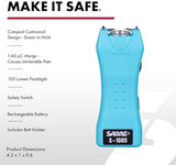 SABRE Pepper Spray & 2-in-1 Stun Gun with Flashlight, Self Defense Kit, Fast Flip Top Safety, Finger Grip for Better & Faster Aim, Painful 1.60 µC Charge, 120 Lumen LED Light, Rechargeable, 0.54 fl oz