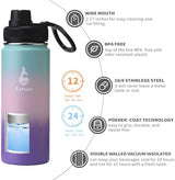 Farsea Insulated Water Bottle With Paracord Handle, Protective Boot and 2 Lids (Straw Lid & Spout Lid), Stainless Steel Water Bottle Wide Mouth, Double Wall Sweat-Proof BPA-Free, 18 oz