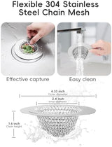 2 PCS Kitchen Sink Drain Strainer, Flippable Mesh Sink Strainer, 304 Stainless Steel Sink Screen, Easy Clean Large Basket Strainer, Anti-Clog Garbage Disposal Cover Fit for Standard Sink Drain