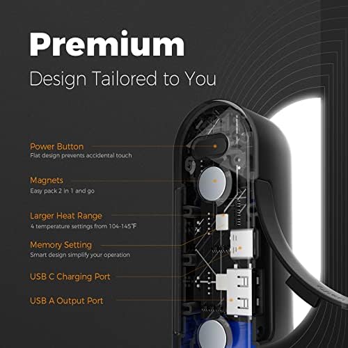 OCOOPA Hand Warmers Rechargeable 2 Pack, Magnetic Electric Handwarmer, 4 Levels Heat Up to 136℉, USB-C Portable Charger 10000mAh, Raynauds, Golf, Tech Gifts for Men, UT2s(MagTwins)