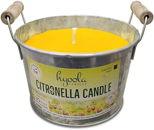 HYOOLA Large Citronella Candles Outdoor Bucket - 30 Hour - 2-Pack - Natural Repellent - European Made