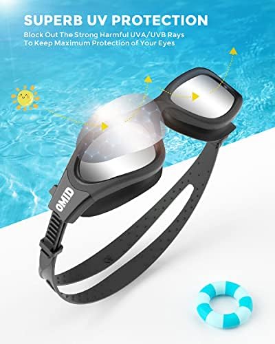 OMID Kids Swim Goggles, P2mini Polarized Swimming Goggles Comfortable for Age 6-14