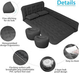 ISWEES Car Bed SUV Air Mattress, Car Air Mattress with Electric Pump, 2 Inflatable Pillows and 2 Footrests for Back Seat, Side Seat,Trunk Sleeping, Thickened Camping Bed - Black