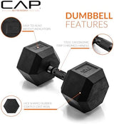 CAP Barbell Coated Hex Dumbbell Weight | Multiple Options