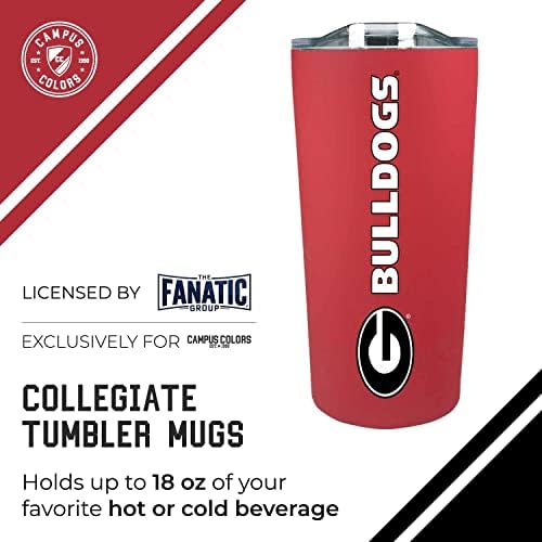 Campus Colors NCAA Stainless Steel Tumbler perfect for Gameday - 18 oz - Double Walled - Keeps Drinks Perfectly Insulated (Georgia Bulldogs - Red)