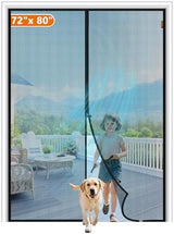 MAGZO Magnetic Screen Door Fit Door Size 72 x 80 Inch, Screen Size 74" x 81" French Door Screen with Full Frame Hook&Loop Black
