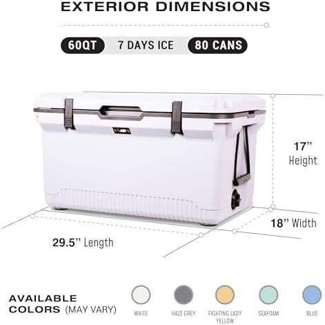 ENGEL 60 QT Ultra-Light Injection Molded Cooler - Ice Chest Keeps Ice up to 7 Days - Large Cooler Includes Wire Basket, Divider and Built-in Bottle Opener