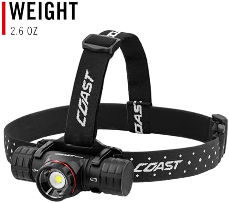 Coast® XPH34R 2075 Lumen USB-C Rechargeable-Dual Power LED Headlamp withPURE Beam® Twist Focus™ and Magnetic Base