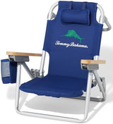 Tommy Bahama Kid's 5-Position Lay Flat Backpack Folding Beach Chair, Solid Navy Wavy Marlin