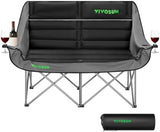 VIVOSUN Double Camping Chair, Fully Padded Folding Loveseat, Oversized Duo Chair with Cup & Wine Glass Holders, Pocket, Armrests & Carry Bag