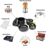 Odoland 29pcs Camping Cookware Mess Kit, Non-Stick Lightweight Pots Pan Kettle, Collapsible Water Container and Bucket, Stainless Steel Cups Plates Forks Knives Spoons for Outdoor Backpacking Picnic