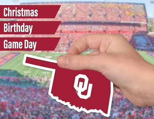 Oklahoma Sooners Stickers (14 Piece) University of Oklahoma Gifts for Men Football Fans for Car Laptop Water Bottle + 2 Large Car Decals, 10 Water Bottle Size, 2 Keyboard Size