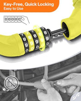 Sportneer Bike Lock: 5 Digit Combination High Security Anti Theft Bike Chain Lock - 3.2/3.6/4ft Heavy Duty Keyless Bicycle Lock for Bike, Motorcycle, Scooter, Door & Gate - 4/6mm Thick, Easy to Use