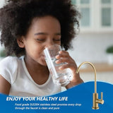 WEWE Drinking Water Faucet for Kitchen Sink, Gold Kitchen Water Filter Faucet Stainless Steel for Reverse Osmosis or Water Filtration System Beverage Non-Air Gap RO Faucet Brushed Nickel Finish