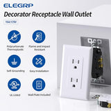ELEGRP Decorator Receptacle, 15A 125V Standard Electrical Wall Outlet, Non-TR, 2 Pole 3 Wire, Self-Grounding Residential Grade, Screwless Wall Plate Included, UL Listed (10 Pack, Glossy White)