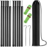 Tent Poles Adjustable Tarp Poles Steel Rods for Tarp Canopy Camping Replacement Set of 2 +Pegs & Reflective Ropes