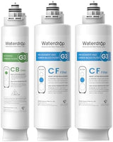 Waterdrop G3 Replacement Filter 1-Year Combo, Pack of 2 WD-G3-CF Filters and 1 WD-G3-CB Filter, Replacement for WD-G3-W, WD-G3P600 and WD-G3P800-W Reverse Osmosis System