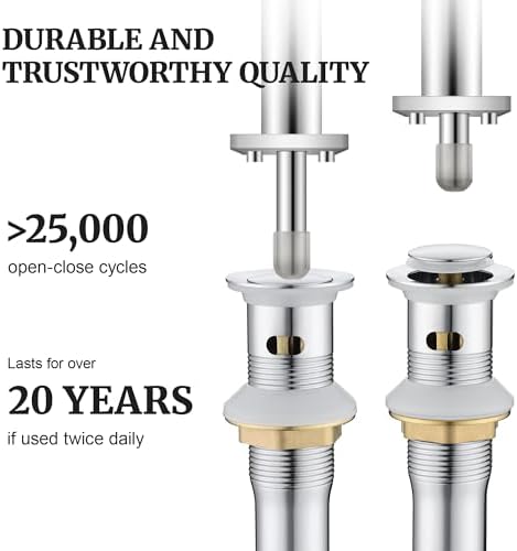 Pop up Sink Drain Stopper for Bathroom Vessel Vanity Sink Art Basin Chrome, Small Cap with Overflow, Metal Pop-up Drain Strainer with Detachable Basket Stopper