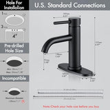 Black Bathroom Faucet, WINKEAR Single Hole Bathroom Faucet with Pop-up Drain and Flexible Hoses, Single Handle Faucet for Bathroom Sink, Vanity, RV, Modern Farmhouse, Suitable for 1 Hole or 3 Hole