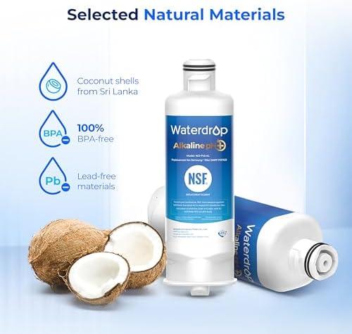 Waterdrop Alkaline DA97-17376B Water Filter, Enhances pH, Replacement for Samsung® HAF-QIN/EXP, DA97-08006C, RF28R7201SR, RF28R7351SG, WD-F45-AL, 2 Filters