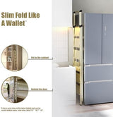 6 Step Ladder, Folding Step Stool with Handgrip and Anti-Slip Wide Pedal, Portable Lightweight Aluminum Stepladder for Kitchen, Home, Library, Office (300 lbs Capacity) - Gold