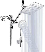 Shower Head, 12 Inch High Pressure Rainfall Shower Head/Handheld Shower Combo with 11 Inch Extension Arm, 9 Settings Adjustable Anti-leak Shower Head with Holder/Hose, Height/Angle Adjustable