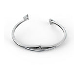 Swarovski Mesmera Bangle Bracelet, Heart-Shaped Clear Crystals on a Rhodium Finish Cuff, Size M, from the Attract Soul Collection