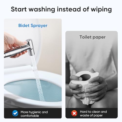 Arofa Chrome Handheld Bidet Sprayer for Toilet - Stainless Steel Cloth Diaper Jet Spray, Adjustable Water Pressure Control with Bidet Spray Hoses, Bidet Toilet Sprayer for Baby/Feminine Wash