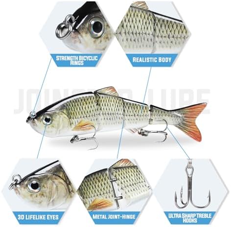 TRUSCEND Swimmax for Saltwater and Freshwater, Realistic Fishing Lures for Bass Trout Crappie Walleye Pike Bluegill Salmon, Swimbait for Bass Fishing, Amazing Fishing Gear Gifts for Family Fishing