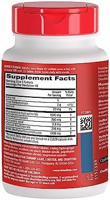 Move Free Advanced Glucosamine Chondroitin MSM Joint Support Supplement, Supports Mobility Comfort Strength Flexibility & Bone - 120 Tablets (40 servings)*