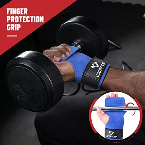 Weight Lifting Wrist Strap, Double Layer Leather Wrist Strap for Deadlift and Powerlifting, Adjustable Neoprene Padded Gym Workout Lifting Hooks (Pair)