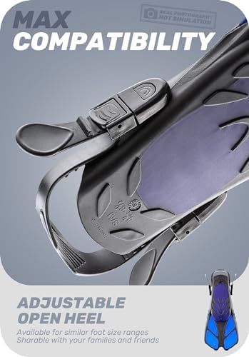 CAPAS Snorkel Fins, Swim Fins Travel Size Short Adjustable for Snorkeling Diving Adult Men Women Kids Open Heel Swimming Flippers