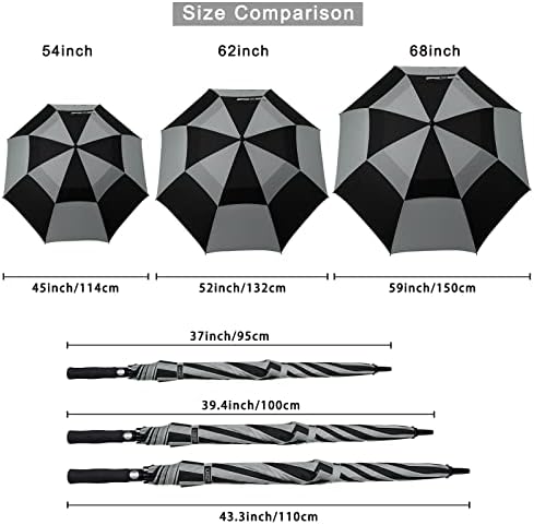 G4Free 47/54/62/68 Inch Automatic Open Golf Umbrella Oversize Extra Large Double Canopy Vented Windproof Waterproof Stick Umbrellas