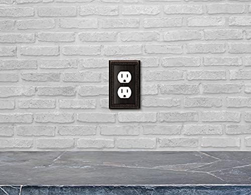 Henne Bery Sunken Pearls Heavy Duty Decorative Wall Plate Switch Plate Outlet Cover (Single Duplex, 3 Pack, Aged Bronze)