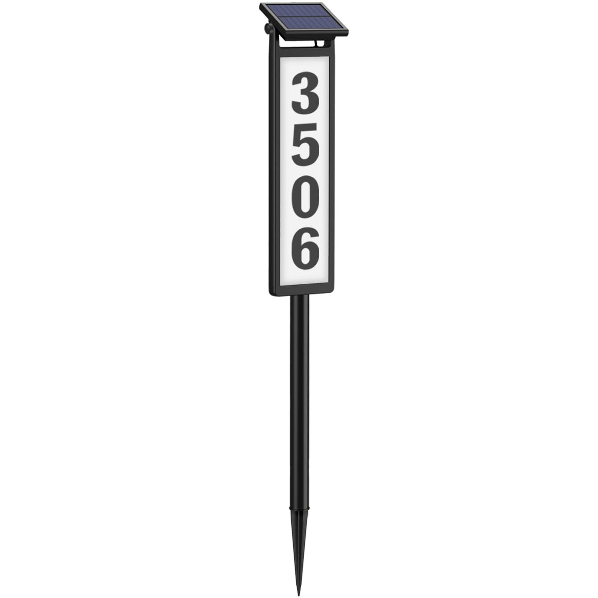 Eyrosa Solar Illuminated LED Lighted Address Sign, House Numbers for Outside Yard Home, Numbers Plaque Outdoor Waterproof, Black